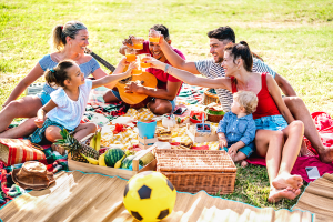 Group of diverse people on a picnic